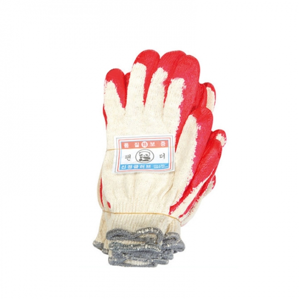 코팅장갑 반코팅장갑 (베트남/클로버) / 적색 10G (손목띠: 회색)